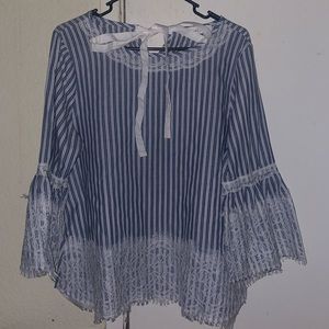 Eden & Olivia blue and white striped blouse